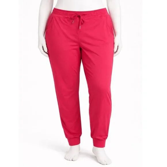 NWT Halara Neon Coral Pink Jogger Pants High Waist Drawstring Stretch XL Petite - Picture 2 of 11